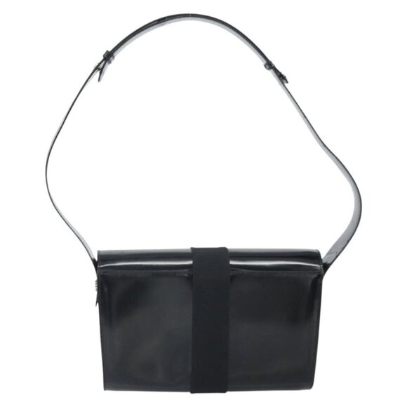 Authentic Salvatore Ferragamo Shoulder Bag Patent leather Black Silver - Picture 10 of 16